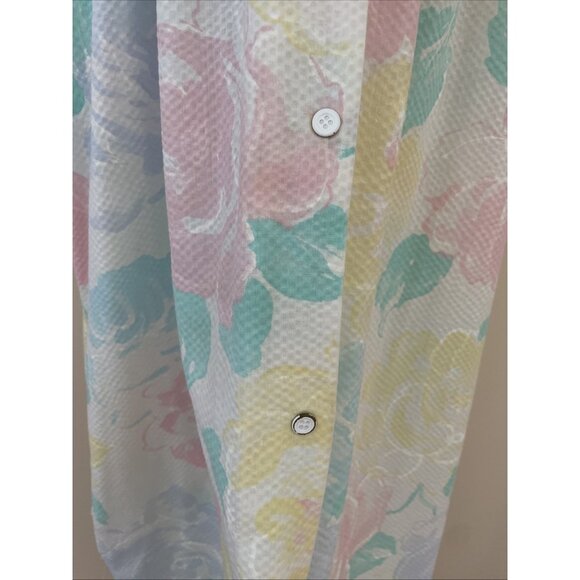 Vintage It’s a Charm Pastel Floral Housecoat Robe Dress Size Medium Snap Front - Picture 7 of 10